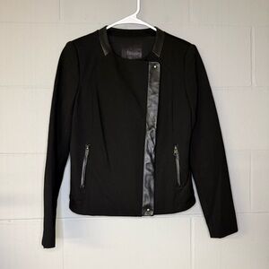 PAIGE Black Moto Style Jacket with Leather Trim Size Small Fabric Moto Jacket